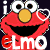 A 2x2 contact sheet of four animated frames featuring Elmo from Sesame Street, each with a heart symbol and the text "elmo" in varying colors and positions against a dark background.