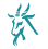 Pixelated teal star-shaped icon with multiple angular arms on white background, no visible text or additional elements.