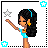 Animated contact sheet of a pixel art character in blue outfit with star, legs, and text frames.