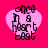 Four identical pink heart-shaped icons with black text reading 'once in a heart beat' on a bright pink background, arranged in a