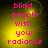 Pixelated text reads "blind people with your radiance" in pink on a yellow gradient background, displayed across four
