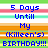 Pixelated blue text on horizontal striped background reads '5 Days Untill My (Killeen's) BIRTHDAY!!!' with green, white, pink, light blue, orange stripes.