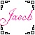 A contact sheet of six animated frames showing a repeating pattern of the name "Jacob" in pink and black script with pixelated border decorations.