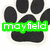 Black paw print icon with green text overlays reading 'mayfield', 'wildcats', and 'RULE!' across different frames.