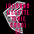 Pixelated grayscale hand icon with white star on black background, overlaid with pink text names in vertical