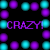 Pixelated static icon with cyan and purple circles surrounding the word "CRAZY" on a black background.