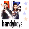 Static AIM buddy icon featuring two stylized figures with star accents and bold text below, rendered in low-resolution pixel art style.