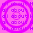 A static image with a pink background featuring repeated text and concentric circles in purple.