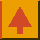 Pixelated red arrow pointing upward on orange background with black and red border elements.