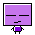 Pixelated character with purple face and body, black eyes and limbs, standing against gray background.