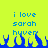 Pixelated text reads 'i love sarah huyen' on bright yellow background with blue flame-like shapes at bottom.