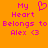Pixelated orange background with pink text reading "My Heart Belongs to Alex <3" and a heart symbol above the word "Heart."