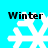 Four white snowflake icons on cyan background with "Winter" text above each, showing pixelated variations in snowflake design across frames.