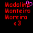 Red pixelated text 'Modaline Monteiro Moreira' with a pink heart symbol above the 'i', and '<3' below, on black background.