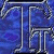 Blue background with white outlined shapes resembling stylized letters or symbols arranged in a pattern