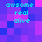 Pixelated text 'awesome real alive' repeated in four identical quadrants on a purple and blue pixelated background.