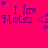 A bright pink background with repeating purple text reading "I [heart] Motaz" and small purple stars scattered throughout.