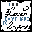 A 4-frame animated contact sheet of a pixel art buddy icon showing text and heart symbols changing across frames.