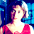 Pixelated static image of a person in a red top against blue background with white highlights, likely from an AOL Instant Messenger buddy icon.