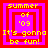 Four identical pixel-art display 'summer of '09 It's gonna be fun!' text with nested red and pink squares on a solid red background