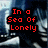 Pixelated red text on dark background with blue and white abstract shapes, displaying four distinct phrases across the image.