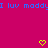 A static image with a bright pink background, blue text repeating "I luv maddy", and yellow pixelated hearts scattered across the scene.