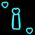 Cyan neon outline of 'i love u' text with scattered heart shapes on black background, partially cropped at bottom right.