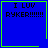 Four blue square with green borders display "I LUV RYKER!!!!!!" text, each has a distinct corner symbol: top-right heart, bottom-left blank, bottom-right starburst