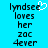 Pixelated text on cyan background with a white heart symbol above the name, showing two identical static frames.