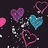 Pixelated heart shapes in purple, blue, and pink float against a dark background with scattered white dots; red text reads 'ALLISON!!!' at the bottom right.