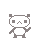 Pixel art contact sheet showing two frames of a panda mascot animation with gray background and no visible text.