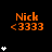 Pixelated orange text 'Nick <3333' appears above white star icons on a black background, with varying numbers of stars in different positions across frames.