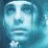 A 5x5 contact sheet of animated frames showing a blue-tinted face with repeated text overlays, arranged in rows and columns on a gray background.