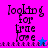 Four quadrants display 'Looking for true love' text with pixelated font, each in distinct background colors and star symbols.
