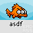 Pixelated orange fish with large eyes and a small mouth, displayed in multiple poses across on light blue and gray backgrounds