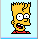 Pixelated yellow character with spiky hair, red shoes, and open mouth showing teeth and tongue, displayed in two with changing eye expressions