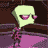 Animated sequence of a green-skinned cartoon character with pink eyes and mouth, wearing purple pants, performing walking motions against a dark brown background.