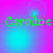 Green pixelated text 'Caroline' on a pink-to-blue gradient background with shifting light effects.