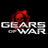 Pixelated red skull icon with 'GEARS OF WAR' text below, displayed in three variations against black background.