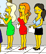 Four cartoon women in a , three with thought bubbles containing smaller versions of themselves against black backgrounds
