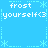 Pixel art icon with light blue background featuring repeated text and snowflake symbols in white and cyan.