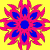 Colorful pixelated flower icons arranged in a with distinct color schemes on solid backgrounds
