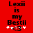 Red background with black text reading "Lexii is my Bestii" and a of white stars and pink hearts below the text