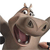 Pixelated cartoon horse with brown and tan coloring, wide eyes, open mouth showing pink tongue and teeth, raised front legs, and small ears against a white background.