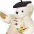 Pixelated cartoon bear wearing black beret, holding paint palette with colored dots and brush, standing against white background next to green text reading OriginalIcons.com.