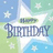 Pixelated star-shaped icon with 'HAPPY BIRTHDAY' text, blue and green background with white stars.