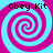 Four identical spiral patterns in pink and light blue arranged in a with "Obey Kit" text above each spiral