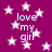 Purple background with white stars and repeated text 'I love my girl' in light blue pixelated font.