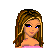 Pixel art contact sheet showing three frames of a dancing female character in pink dress with visible text "DANCE LIKE", "NO1 IS", and "WATCH IN" below each frame.
