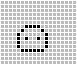 Pixel art face with dotted outline and two dots for eyes, displayed across multiple